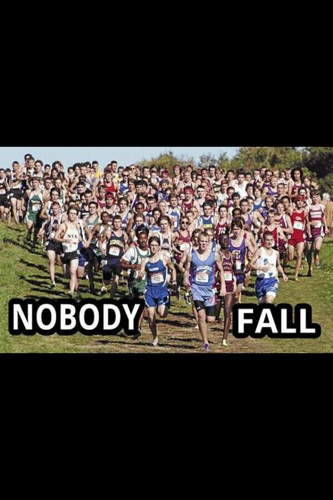 First hundred meters of a XC race.  NOBODY FALL!! Story of any runners life. Humour, Cross Country Memes Funny, Xc Quotes, Funny Running Memes, Cross Country Memes, Cross Country Quotes, Track Things, Xc Running, Cross County