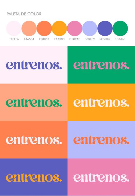 ENTRE NOS - BRANDING - AGO 2021 on Behance Color Palette For Clothing Brand Logo, Vibrant Pastel Aesthetic, Color Palette For Marketing Agency, Motivating Color Palette, Neon Color Branding, Fun Font Pairings, Professional Branding Design, Marketing Agency Color Palette, Colourful Branding Design