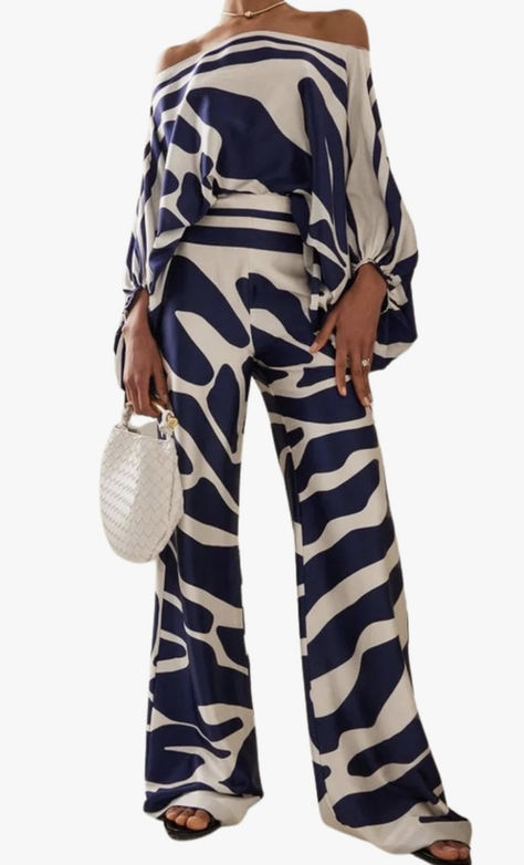 Disco Outfit For Women, Disco Outfits For Women, Disco Outfits, Pant Suits For Women, Printed Pants Style, Wide Leg Pant Suit, Office Outfits Women, Casual Wide Leg Pants, Chic Blouses