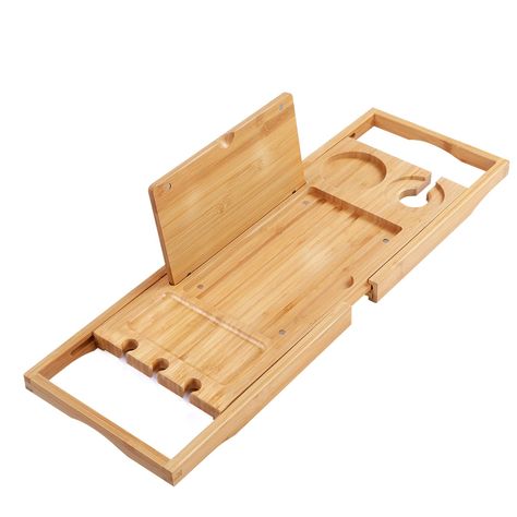 PRICES MAY VARY. Supper Stable with New Design: Utoplike tub caddy tray is made of durable and eco-friendly bamboo,one-piece of tray design makes it supper stable and non-crack feature. Expandable Design: Our bathtub reading tray can be expandable from 24.5IN(63cm) to 37.4IN(95cm). expandable design offers the Advantage of a perfect fit for your bathtub. Safe Holders for Your Tubs: When you put your tablet/wine glass into our specially designed tablet/wine glass holder,they will not tip over,so Oasis Bathroom Ideas, Bathtub Organization, Bathtub Caddy Tray, Bath Rack, Tub Tray, Bath Caddies, Wine Glass Cup, Bathtub Caddy, Bathroom Bathtub