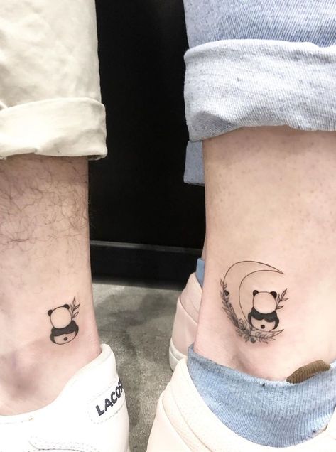 Couple Tattoos Unique, Small Couple Tattoos, Cute Couple Tattoos, Panda Tattoo, Couples Tattoo Designs, Matching Couple Tattoos, Badass Tattoos, Tattoos For Daughters, Simplistic Tattoos