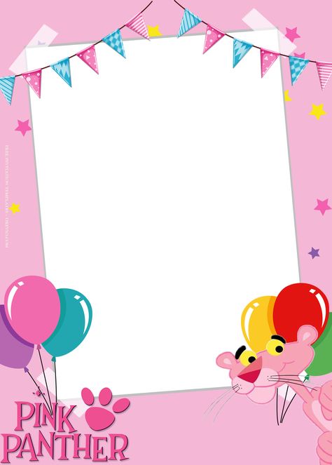 Pink Panther Birthday Party Decorations, Pink Panther Party Ideas, Pink Panther Birthday Party, Pink Panther Birthday, Pink Panther Theme, Pink Panter, Happy Brithday, Free Printable Birthday Invitations, Pink Panther