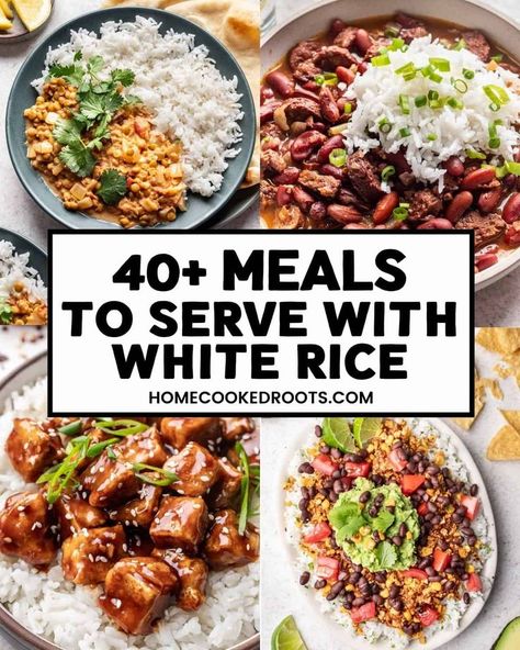Meal With Rice Dinners, Dinner Over Rice Meals, Dinner Ideas Over Rice, Meals To Go With Rice, White Rice And Meat Recipes, Rice Based Lunch Ideas, Meals To Eat With Rice, Easy Dinner Recipes For Two Rice, Easy Meals Over Rice