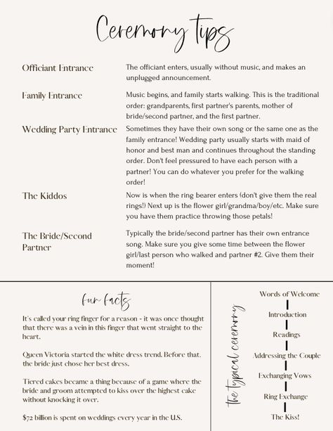 Wondering what the best ceremony tips are? Here they are! This goes into detail about the processional, walking order, and the actual ceremony runthrough. Processional Wedding Order, Walking Order For Wedding, Order For Wedding Ceremony, Wedding Party Processional Order, Micro Wedding Order Of Events, Aisle Walking Order, Order To Walk Down The Aisle Wedding, Bridal Party Order Ceremony, Ceremony Entrance Order