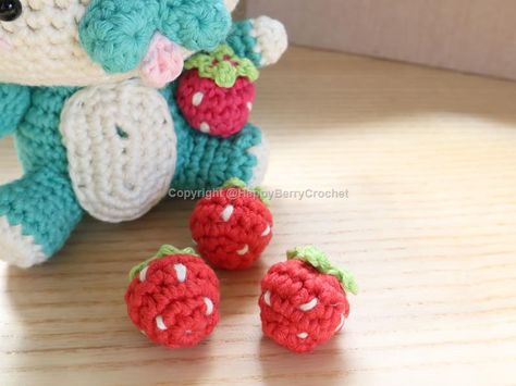 Amigurumi Patterns, Tiny Strawberry Crochet Pattern, Tiny Strawberry Crochet, Crochet Tiny Strawberry, Mini Strawberry Crochet Pattern Free, Crochet Mini Strawberry Free Pattern, Mini Crochet Fruit, Mini Strawberry Crochet Pattern, Small Strawberry Crochet Pattern