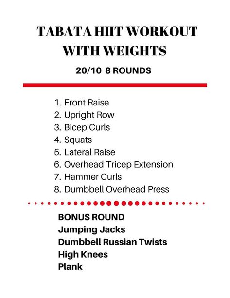 Tabata Beginner Workout, Upper Body Tabata, Hiit Weights, Tabata Abs Workout, Garage Workouts, Tabata Workouts At Home, Garage Workout, Hit Workout, Tabata Cardio