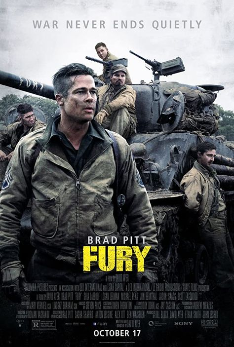 #Fury #BradPitt #LoganLerman #ShiaLabeouf #ScottEastwood #Movies2014 Action Films, Fury Movie Poster, Brad Pitt Fury, Fury 2014, Fury Movie, Action Movie Poster, Thriller Movies, Great Films, Film Serie