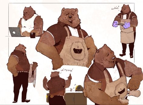 Bear Character Design, Bear Character, Bear Art, Big Cat, 만화 캐릭터, Drawing Reference Poses, Creature Art, Art Reference Poses, Fantasy Character Design