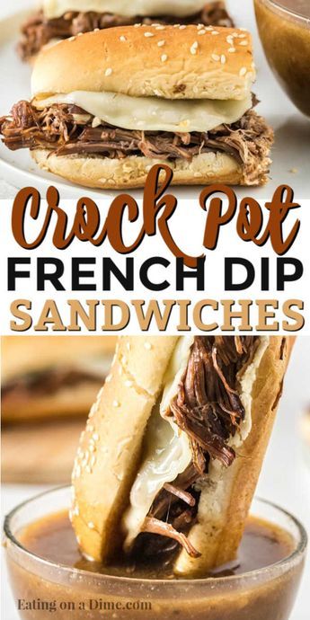 French Dip Recipe, Crock Pot French Dip, French Dip Recipes, Healthy Chicken Alfredo, French Dip Crock Pot, Crock Pot Dips, Easy Crockpot Dinners, Crockpot Pork Chops, French Dip Sandwich