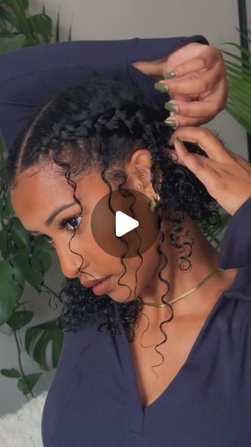 4 Twists Natural Hair, Two Braided Cornrow Hairstyles, Few Braids For Black Women, Feed In With Curly Hair, Cornrow Front Curly Back, 2 Braids Into Ponytail Natural Hair, Two Curly Ponytails Natural Hair, Wedding Hairstyles For Mixed Curly Hair, Curly Hair Twist Styles