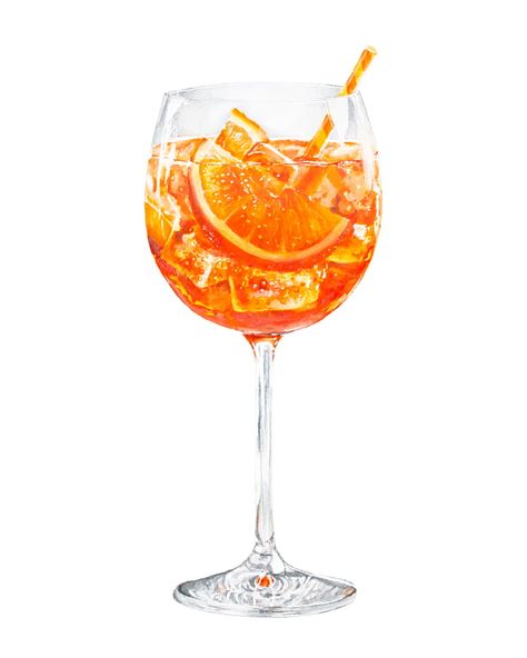 Aperol Spritz Watercolor, Aperol Spritz Drawing, Spritz Art, Spritz Cocktail, Bar Living Room, Cocktail Illustration, Cocktail Art, Plakat Design, Kunst Inspiration