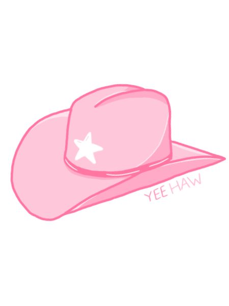 yeehaw #redbubble #cowboy #vscp Pink Cowboy Aesthetic, Cowgirl Wallpaper Iphone, Cowboy Hat Painting, Pink Cowgirl Aesthetic, Cowgirl Wallpaper, Cowboy Hat Drawing, Cowboy Hat Sticker, Aesthetic Transparent, Preppy Wall Collage