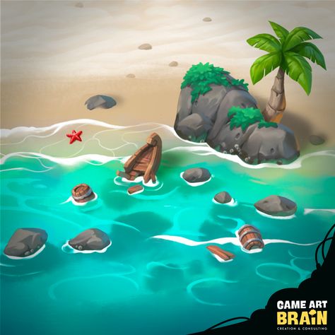 Whale Concept Art, Beach Concept Art, Butterfly Games, Main Map, Vacation Games, Game Art Environment, Environment Props, Casual Art, Marine Theme