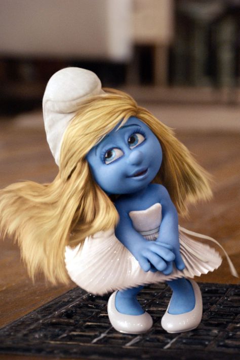 Smurfette Fashion Show Blue Clothing Collection - New York Fashion Week - The Smurfs 2 film | British Vogue Blue Cartoon Character, Smurfs Movie, The Smurfs 2, Smurf Village, The Smurfs, 90s Cartoons, 80s Cartoons, Cute Funny Babies, Digital Art Design