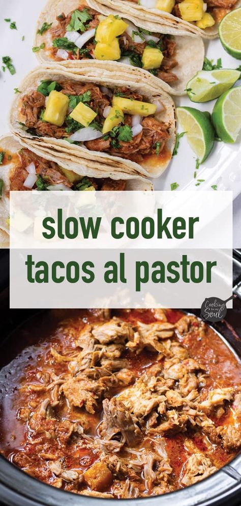 Al Pastor Tacos Crockpot, Crock Pot Al Pastor, Crockpot El Pastor Tacos, Slow Cooker El Pastor, Slow Cooker Tacos Al Pastor, Tacos Al Pastor Recipe Slow Cooker, Slow Cooker Pork Tacos Al Pastor, Slow Cooker Al Pastor Pork, Pastor Tacos Slow Cooker