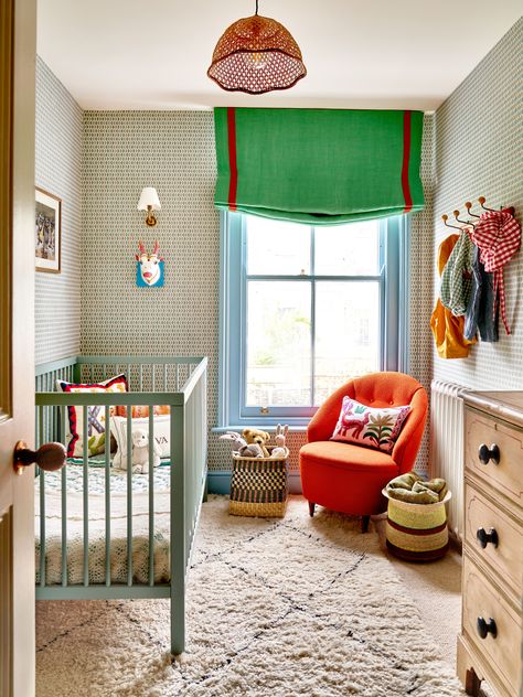Lonika Chande, Breakfast Room Green, Eclectic Nursery, Daybed Design, English Interior, Nursery Room Inspiration, Green Curtains, Design A Space, Bentwood Chairs