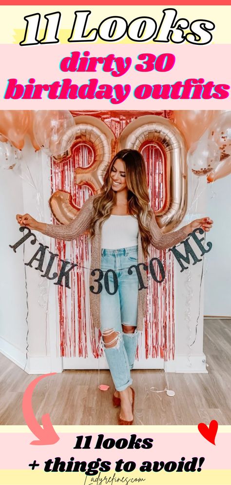 Outfit Ideas Bday Party, 30tg Birthday Outfit Ideas For Women, What To Wear To A 30th Birthday Party, 30 Bday Outfit Ideas, Outfit For 30th Birthday Party, 30th Birthday Party Outfit For Women, 30th Outfit Ideas For Women, Dirty Thirty Outfit Ideas, Birthday Party Theme For Women