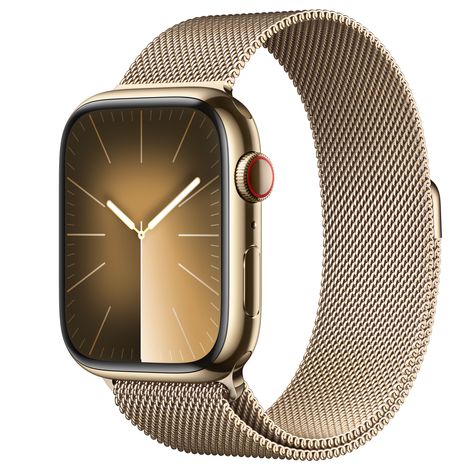 Buy Apple Watch Series 9 GPS + Cellular, 41mm Gold Stainless Steel Case with Gold Milanese Loop Wearable Technology, Apple Smartwatch, Apple Fitness, Bracelet Apple Watch, Apple Watch 1, Sport Armband, Gold Apple, Retina Display, Apple Watch Series