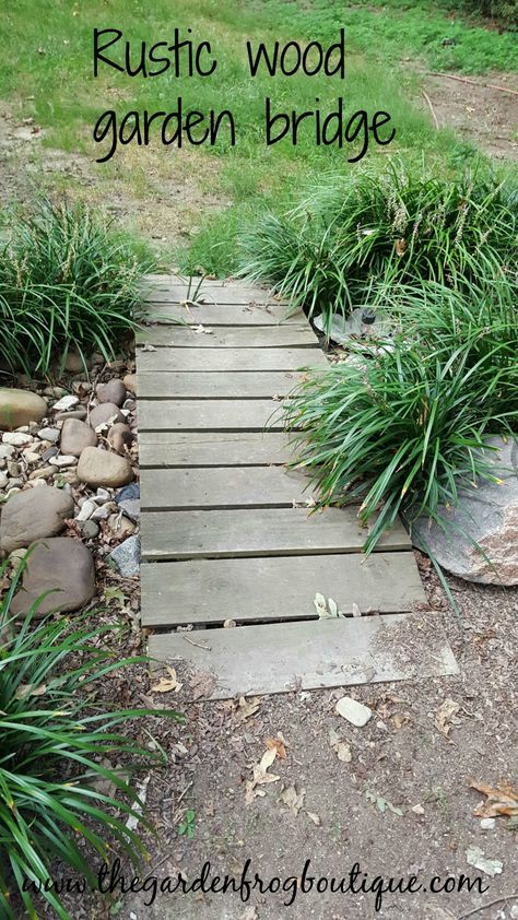 Garden Project: rustic-wood-fence-picket-garden-bridge Backyard Bridges, Outdoor Bridges, Garden Frog, Fence Picket, Pathway Landscaping, Garden Frogs, Play Garden, Wood Garden, Rain Garden