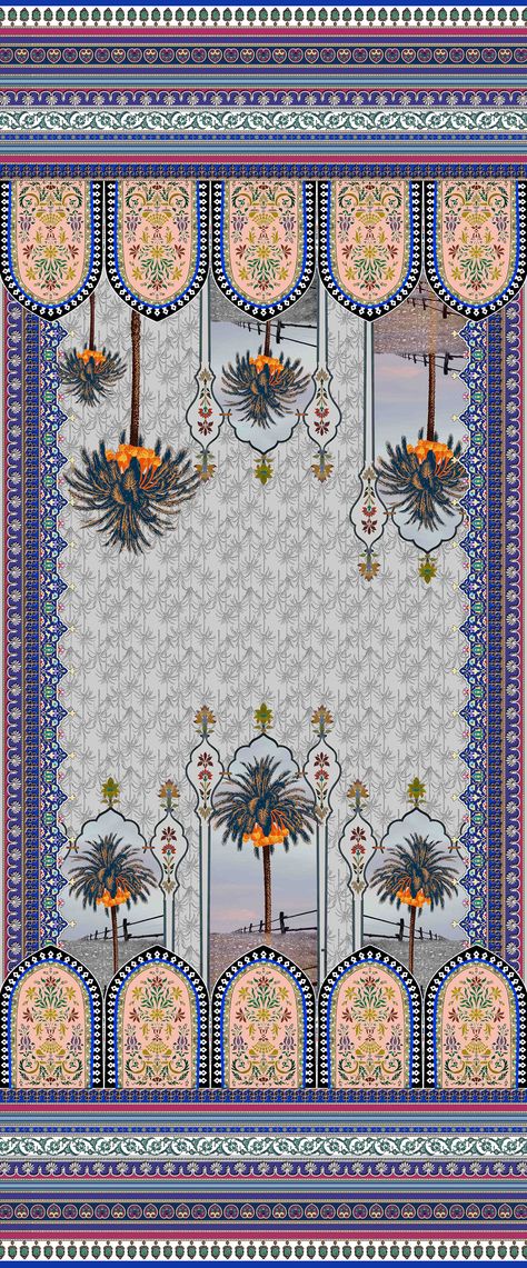 Digital Textile Designes on Behance Digital Print Suit Design, Digital Dupatta Designs, Digital Textile Prints Designs, Mughal Butta, Duppattas Designs Ideas, Dupatta Designs Ideas, Digital Dupatta, Textile Border, Digital Print Textiles