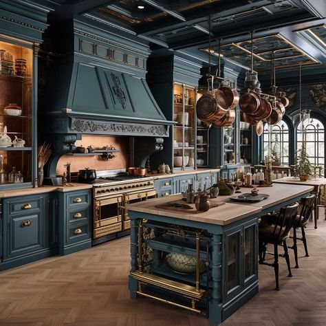 12 Victorian Kitchen Concepts Reimagined for Today's Homes • 333+ Images • [ArtFacade] Modern Gothic Victorian House Interior, Tudor Kitchen Ideas, Gothic Victorian Kitchen, Fancy Kitchens Dream Homes, Victorian Gothic House, Victorian Kitchens, Industrial Victorian, Kitchen Stoves, Gothic Kitchen