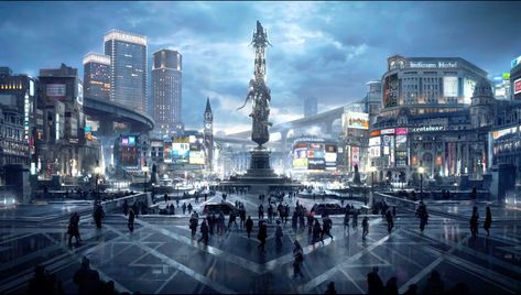 Final Fantasy XV Kingslaive: Building The World Final Fantasy Places, Final Fantasy Landscape Art, Final Fantasy Architecture, Final Fantasy City, Futuristic Fantasy City, Fantasy Modern City, Final Fantasy Landscape, Fantasy City Modern, Final Fantasy Banner