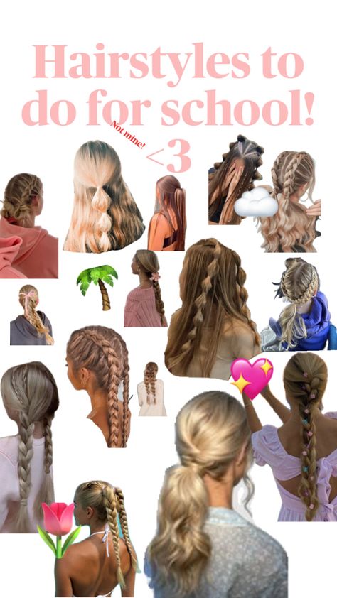 Plat Ideas For Hair, Hair Styles For The Last Day Of School, Easy Cozy Hairstyles, Hairstyles For Hairstylist, Easy School Dance Hairstyles, Back To School Hairstyles For 8th Grade, Hairstyles For Secondary School, Cute No Braid Hairstyles, Private School Hair