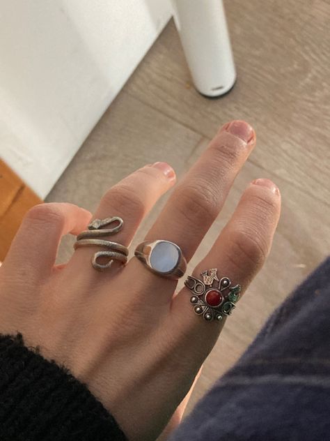 Gay Rings Aesthetic, Earthy Rings, Aesthetic Rings, Rings Aesthetic, Edgy Accessories, Dope Jewelry, Diy Crafts Jewelry, Jewelry Inspo, Love Ring