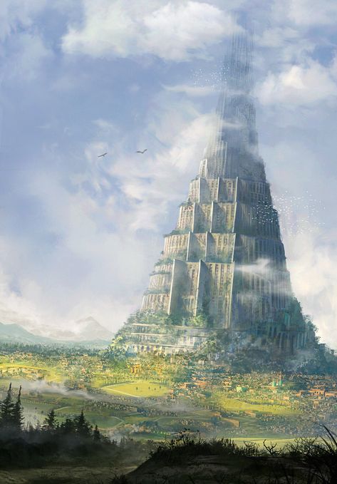 Speak Portuguese, Tower City, Bloodborne Art, Asoiaf Art, Tower Of Babel, Dragon City, Arte Robot, Biblical Art, Fantasy Castle