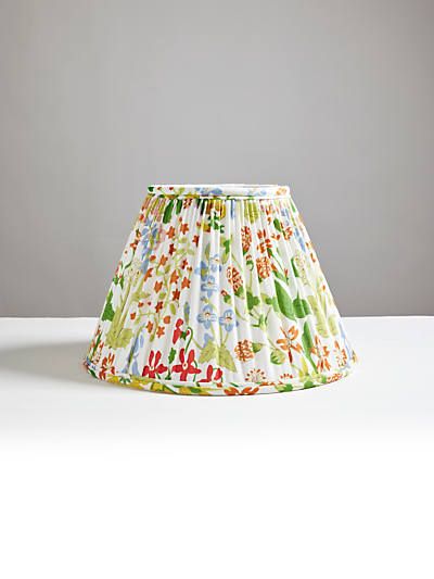Nymph Floral, a well-loved pattern from Grey Watkins, is now available in printed fabric, luxurious pillows, and now, beautiful, handcrafted lampshades in drum and pleated styles. This multi-colored print offers the charm and delight of an English garden Summer Gifts, Drum Lampshade, Wire Frame, Print Wallpaper, English Garden, Diffused Light, Wisteria, Drum Shade, Printed Fabric