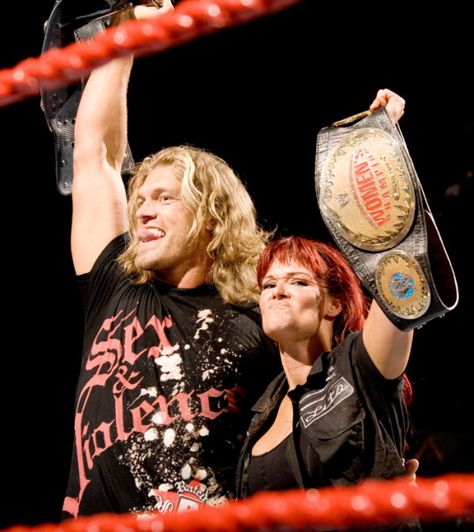 WWE Heavyweight Champion Edge and WWE Women’s Champion Lita Edge And Lita, Lita Wwe, Wwe Edge, Wwe Lita, Catch Wrestling, Wwe Couples, Wwe Tag Teams, Wwe Women, Badass Aesthetic