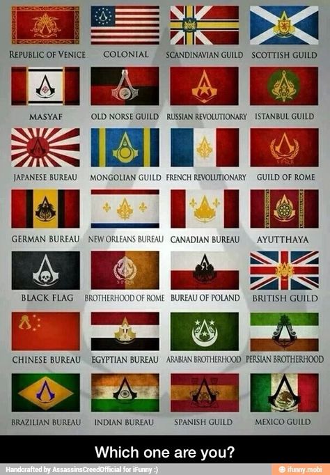 Which one is your flag Assasin Cred, Assains Creed, Assassins Creed Quotes, Assassin's Creed Hidden Blade, Assassins Creed Logo, Odst Halo, Assassin's Creed Ezio, Assassins Creed Funny, Assassin's Creed Black