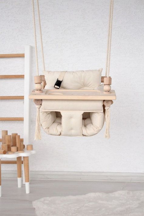 Wooden Baby Swing, Indoor Swing, Baby Room Inspiration, Baby Swing, Nursery Room Design, Dream Nurseries, Nursery Room Inspiration, Nursery Baby Room, Baby Swings