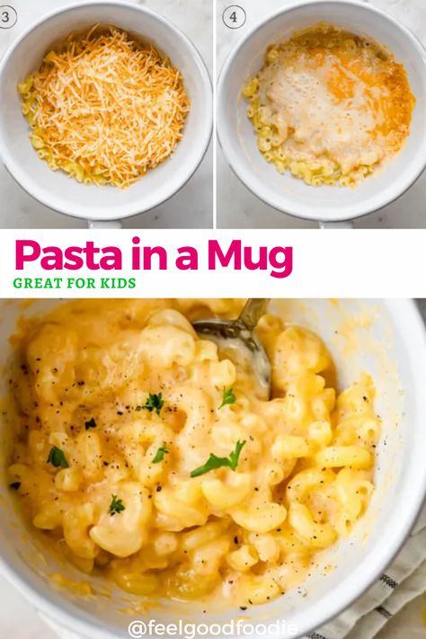 Essen, Pasta In A Mug, Mac And Cheese Microwave, Pasta For One, Instant Pasta, Microwave Cooking Recipes, Mac And Cheese Pasta, Microwave Mug Recipes, Easy Microwave Recipes