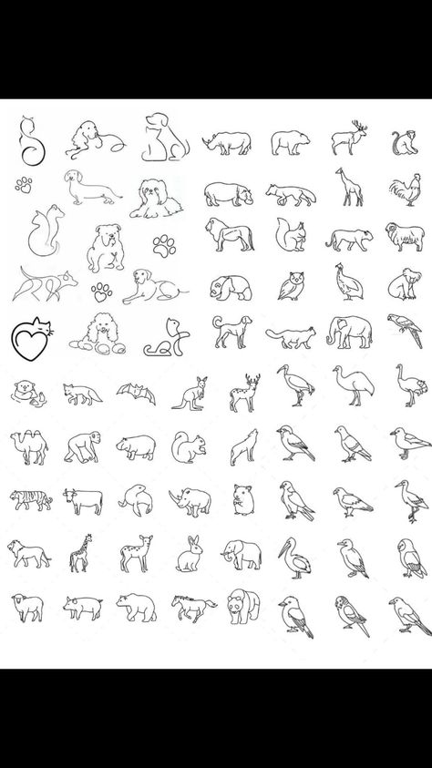 Mini Animal Tattoos Simple, Tiny Animal Tattoos Simple, Easy Animal Tattoos, Simple Pet Tattoos, Tiny Animal Tattoos, Family Tattoos Ideas, Animal Wallpaper Aesthetic, Cute Animal Drawing, Character Pfp