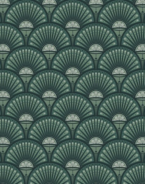 Deco Martini, Arsenic – The Pattern Collective Kitchen Table Styling, Green Art Deco, Textil Design, Pattern Design Inspiration, Decorations Table, Table Styling, Art Deco Wallpaper, Art Deco Pattern, Design Table