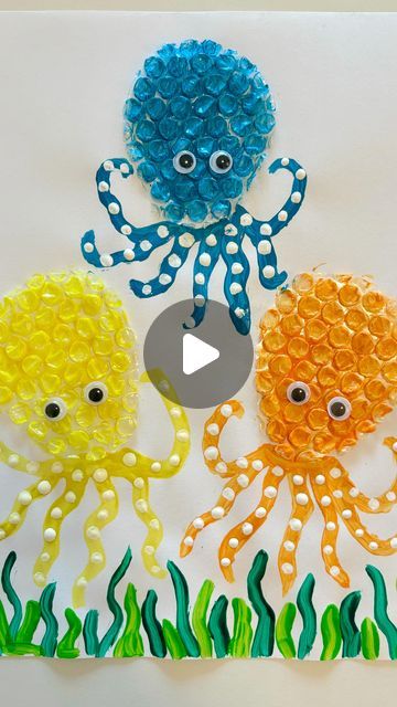 Octopus Art For Preschool, Octopus Crafts For Preschoolers, Octopus Craft For Preschoolers, Ocean Art For Preschoolers, Bubbles Activities For Preschool, Summer Holiday Crafts For Kids, Sea Animals Crafts For Toddlers, Sea Themed Crafts For Kids, Summer Activities For Preschoolers Art Craft Ideas