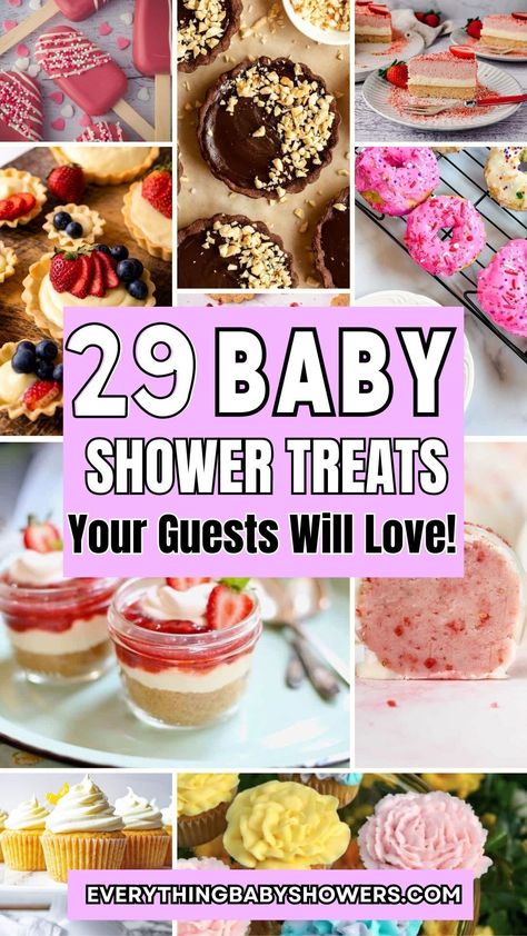 Babyshower Dessert Girl, Desserts For Showers, Spring Baby Shower Desserts, Baby Shower Treats Ideas, Baby Shower Treat Table Girl, Baby Shower Desserts Easy, Baby Shower Girl Desserts, Finger Foods For Baby Shower Girl, Babyshower Treat Table