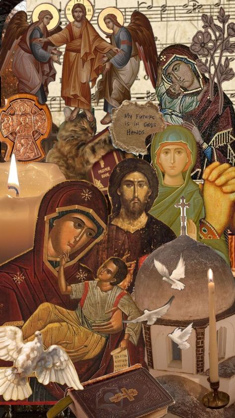 ☦️🕯️#orthodox #collage #wallpaper #religion #religious #Jesus #orthodoxchristian #christian #greekorthodox #orthodoxaesthetic #christianaesthetic #iconography #icon #angels #candle Christian Wallpaper, Catholic Wallpaper, Orthodox Christian Icons, Collage Wallpaper, Orthodox Christianity, Greek Orthodox, Orthodox Icons, Victorian Gothic, Catholic Faith