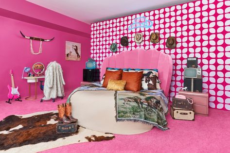 Dream House Movie, Disco Floor, Malibu Mansion, Pink Corvette, Pink Dollhouse, Outdoor Grill Station, Roller Disco, Cozy Chair, Bedroom Images