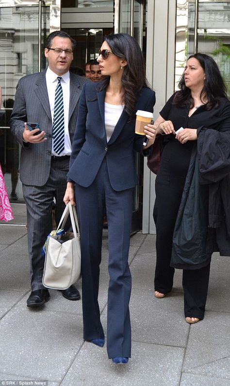 Style icon: The 37-year-old brunette beauty appeared the epitome chic leaving the National... Business Man And Woman Aesthetic, Womens Designer Suits, Vet School Interview Outfit, Woman Detective Outfit, Corporate Happy Hour Outfit, Blazer Business Outfits, Law Girl Aesthetic, Press Conference Outfit, Debate Outfits