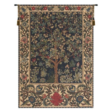 Woven in BelgiumHistory: Tree of Life I is a European jacquard wall tapestry. The artwork is by William Morris, 1834 - 1896. Despite his ambition to be a painter and his later reputation as writer, poet, publisher, political thinker and activist, Morris is most widely known as a designer of patterns in which he combines historical themes with floral patterns. This tree of life incorporates the medieval style of mille-fleurs.Composition: 100% Cotton.Finish: Backed with lining and tunnel for easy European Wall, Medieval Tapestry, Bohemian Wall Hanging, Tapestry Bedroom, Tapestry Wall Art, The Tree Of Life, Floral Tapestry, Woven Wall Hanging, Tapestry Wall