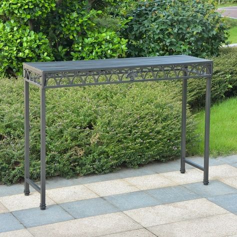 Segovia Iron Indoor/Outdoor Console Table - Bed Bath & Beyond - 25576019 Caravan Home, Outdoor Console Table, Iron Console, Iron Console Table, Outdoor Side Tables, Small Outdoor Spaces, Simple Furniture, Sunrooms, Table Metal