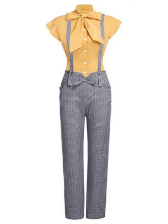 1950s Blouse, Retro Stage, Raise Your Standards, Plaid Jumpsuit, Sunflower Dress, Suspender Pants, Plus Size Prom, Standard Dress, Vintage Mode