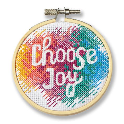 "Buy the Choose Joy Cross Stitch Kit by Loops & Threads® at Michaels. This inspirational cross stitch design features a softly shaded background resembling a watercolor look. This inspirational cross stitch design features a softly shaded background resembling a watercolor look. Quick and easy to stitch, it is sure to brighten any room. Details: Includes assorted colors 3.5\" x 3.5\" (8.8cm x 8.8cm) Includes instructionsContents: 6 cotton floss colors 1 bamboo hoop 1 14 count cotton aida fabric Christian Cross Stitch Patterns Free, Inspirational Cross Stitch, Shaded Background, Christian Cross Stitch Patterns, Christian Cross Stitch, Free Cross Stitch Charts, Room Details, Aida Fabric, Animal Cross Stitch Patterns