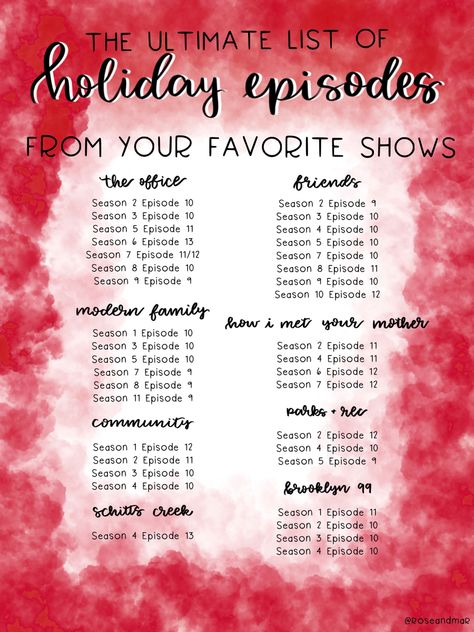 The Office Christmas Episode List, Friends New Year Episode, Natal, How I Met Your Mother Best Episodes, Friends Holiday Episodes, Friends Christmas Tv Show, Sitcom Christmas Episodes, Modern Family Halloween Episode, Christmas Modern Family