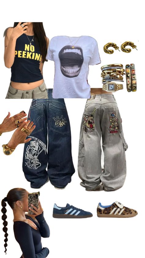 #streetwear #streetwearstyle #y2k #y2kaesthetic #party #2000s #90s #concert Denim Outfits, College Fashion, 90s Concert, 2000s Streetwear, Cute Outfits With Jeans, Find Your Style, Y2k Aesthetic, Jean Outfits, Streetwear Fashion