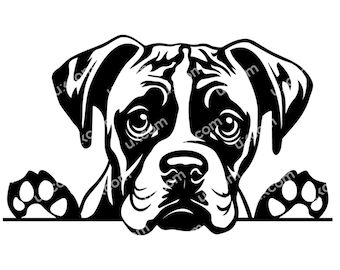 Boxer Pet Portrait, Printable Dog Clip Art for Sticker, Stencil, Logo, Tattoo, Decor, DIY, Cricut, Engraving, Woodburning, Tshirt, Vector - Etsy