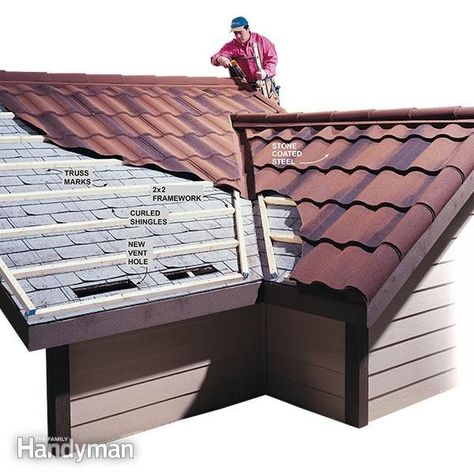 Metal Roofing Installation: How to Install Metal Roofing Over Shingles Installing Metal Roofing, Metal Roof Over Shingles, Metal Shingle Roof, Metal Roof Panels, Metal Roof Installation, Metal Shingles, Standing Seam Roof, Roof Flashing, Roof Edge