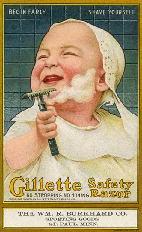Upbeat News - These Controversial Vintage Ads Would Instantly Be Banned Today Gillette Ads, Weird Vintage Ads, Vintage Bizarre, Funny Vintage Ads, Creepy Kids, Weird Vintage, Creepy Vintage, Commercial Ads, Old Advertisements